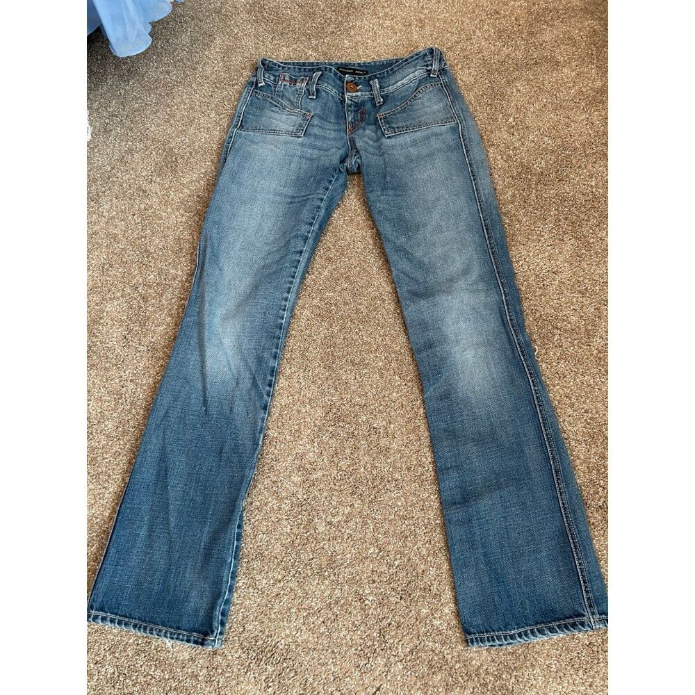 Vintage Y2K GUESS Jeans low rise square front pockets SZ 28" straight leg - Picture 2 of 9